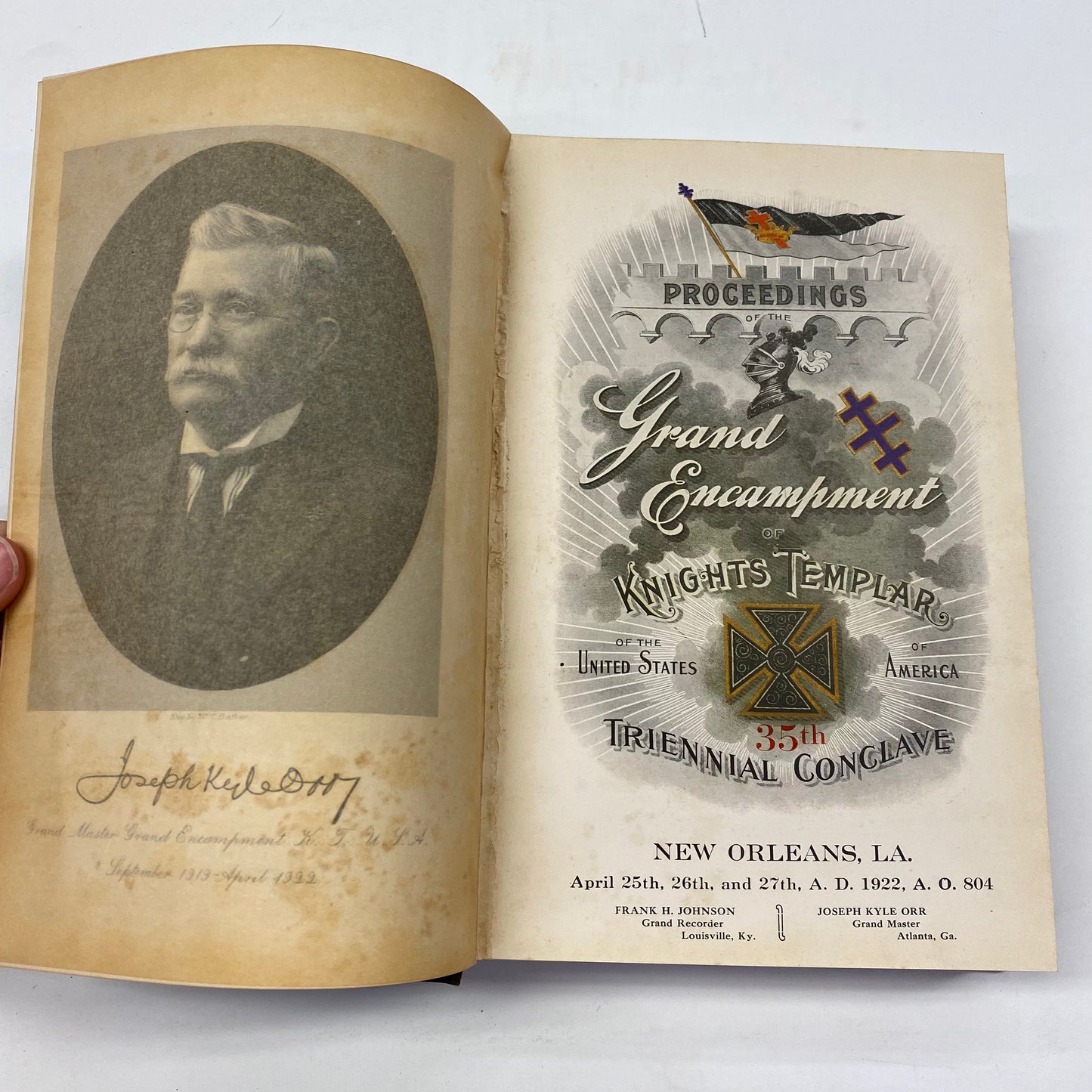 Proceedings of the Grand Encampment of Knights Templar - Frank H. Johnson - New Orleans, LA. - 1922