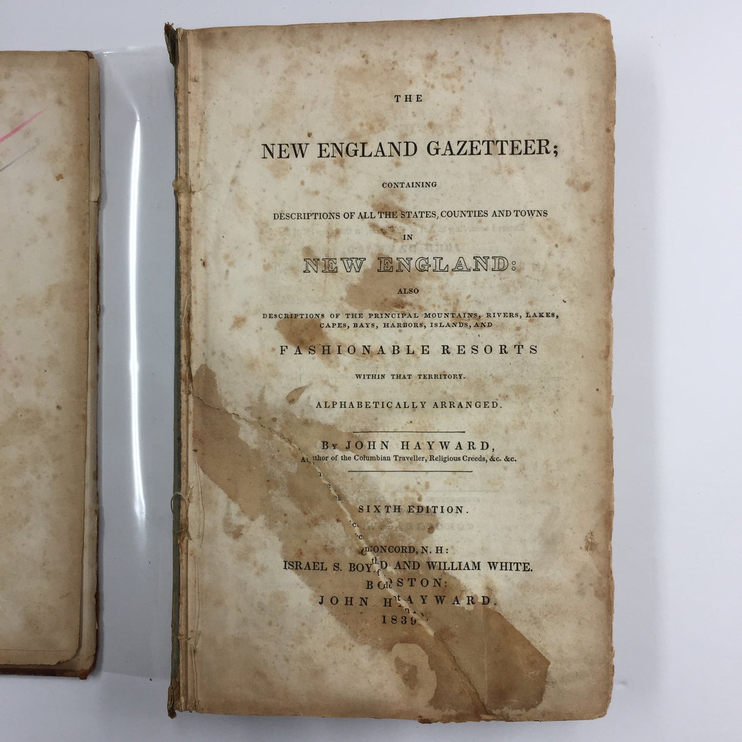 The New England Gazetteer - John Hayward - 6th Edition - 1839