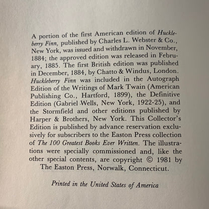 The Adventures of Huckleberry Finn - Mark Twain - Easton Press - Earlier Version - 1981