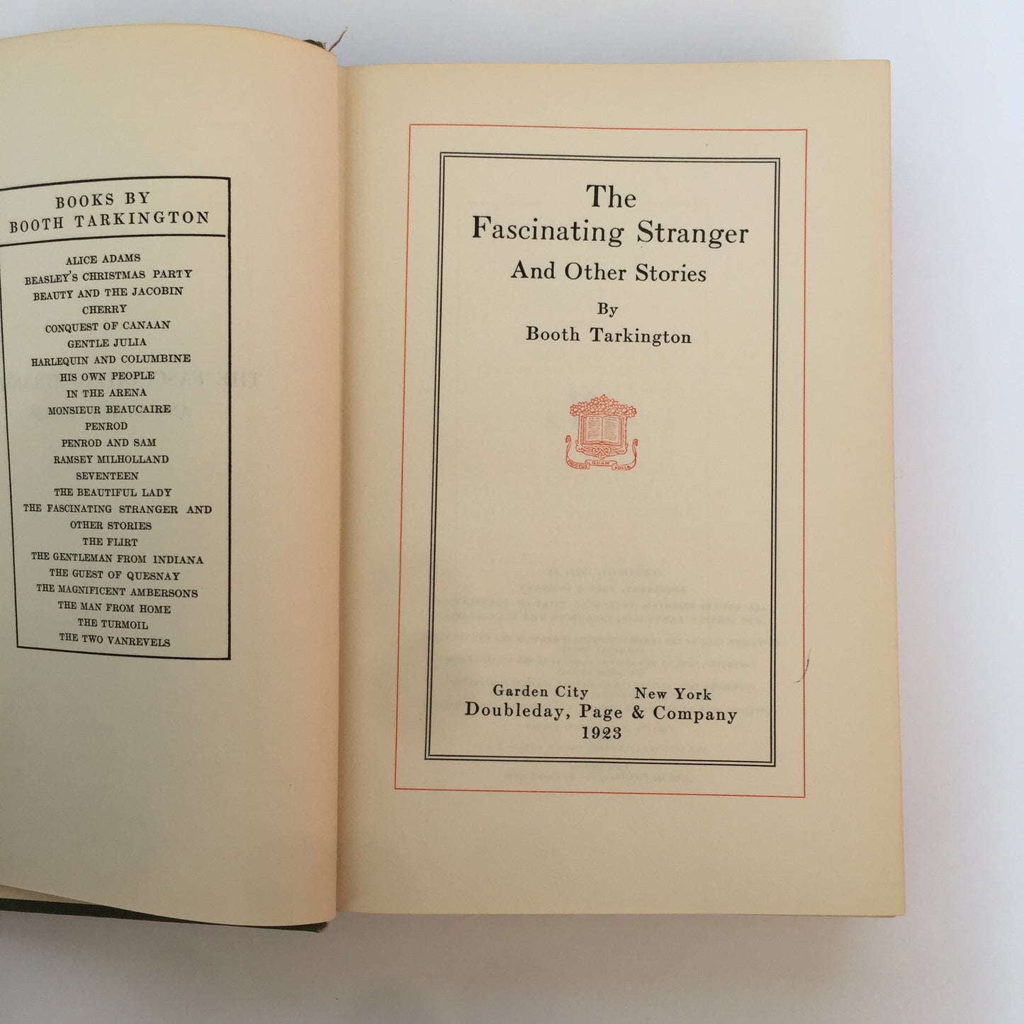 The Fascinating Stranger & Other Stories - Booth Tarkington - 1st Edition - 1923