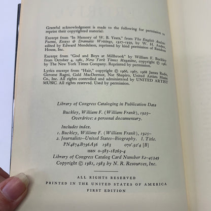 Overdrive - William F. Buckley, Jr. - 1st Edition - Signed - 1983