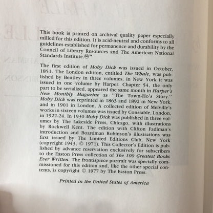 Moby Dick - Herman Melville - Easton Press - 1977