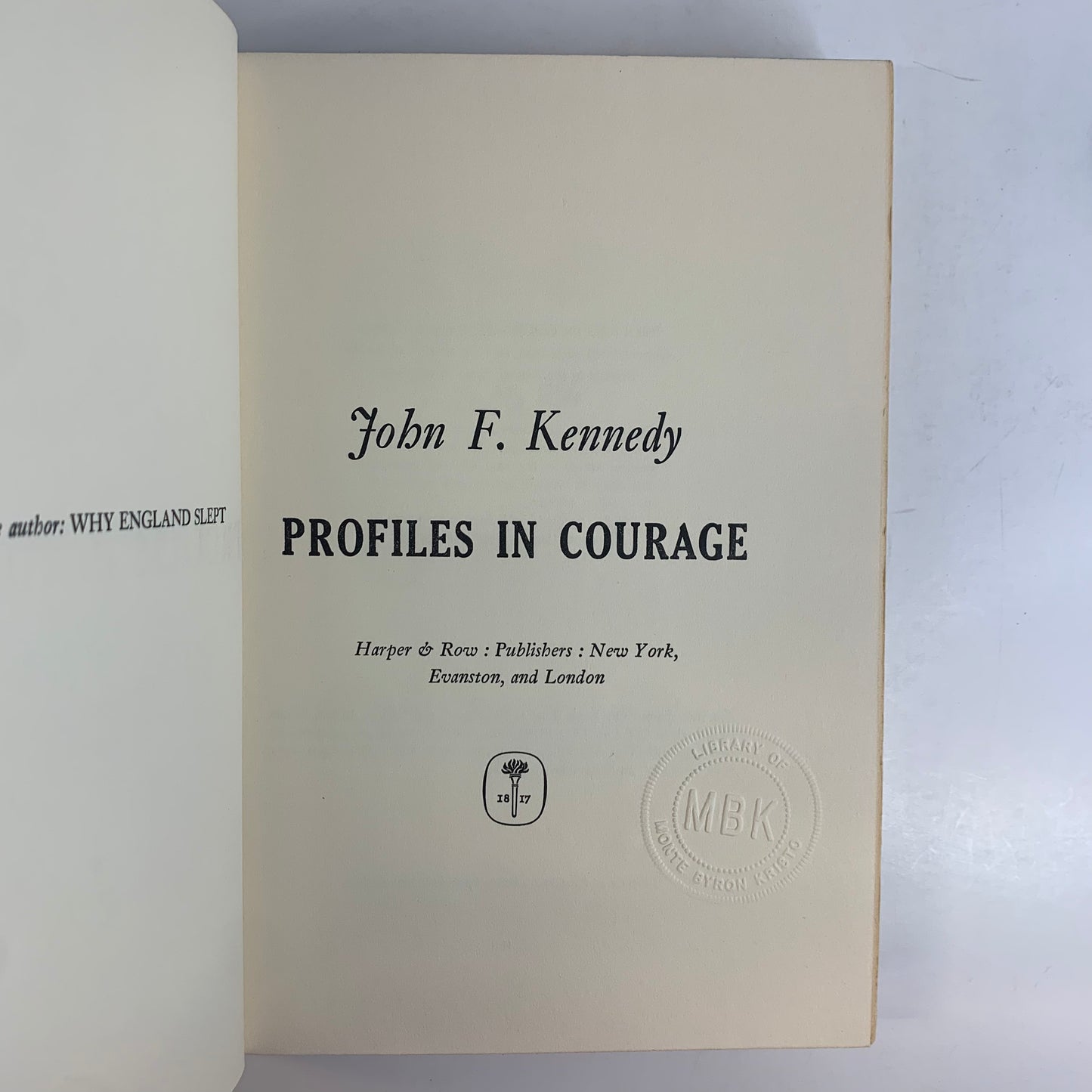 Profiles In Courage - John F. Kennedy - 1961