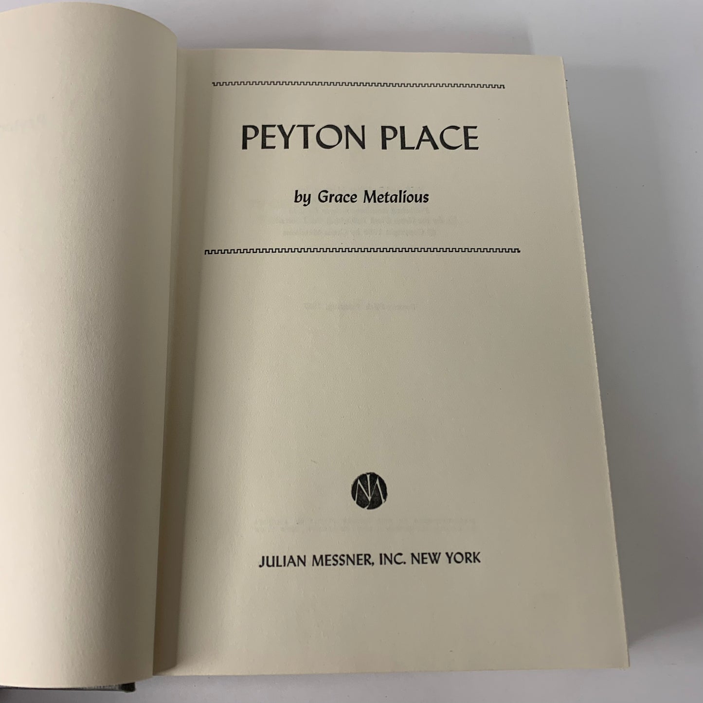 Peyton Place - Grace Metalious - 25th Print - 1957