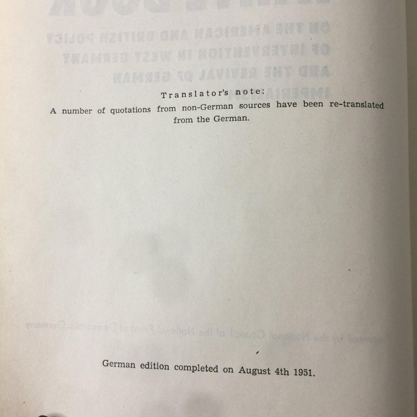 White Book: On the American and British Policy of Intervention in West Germany and the Revival of German Imperialism - Date Unknown