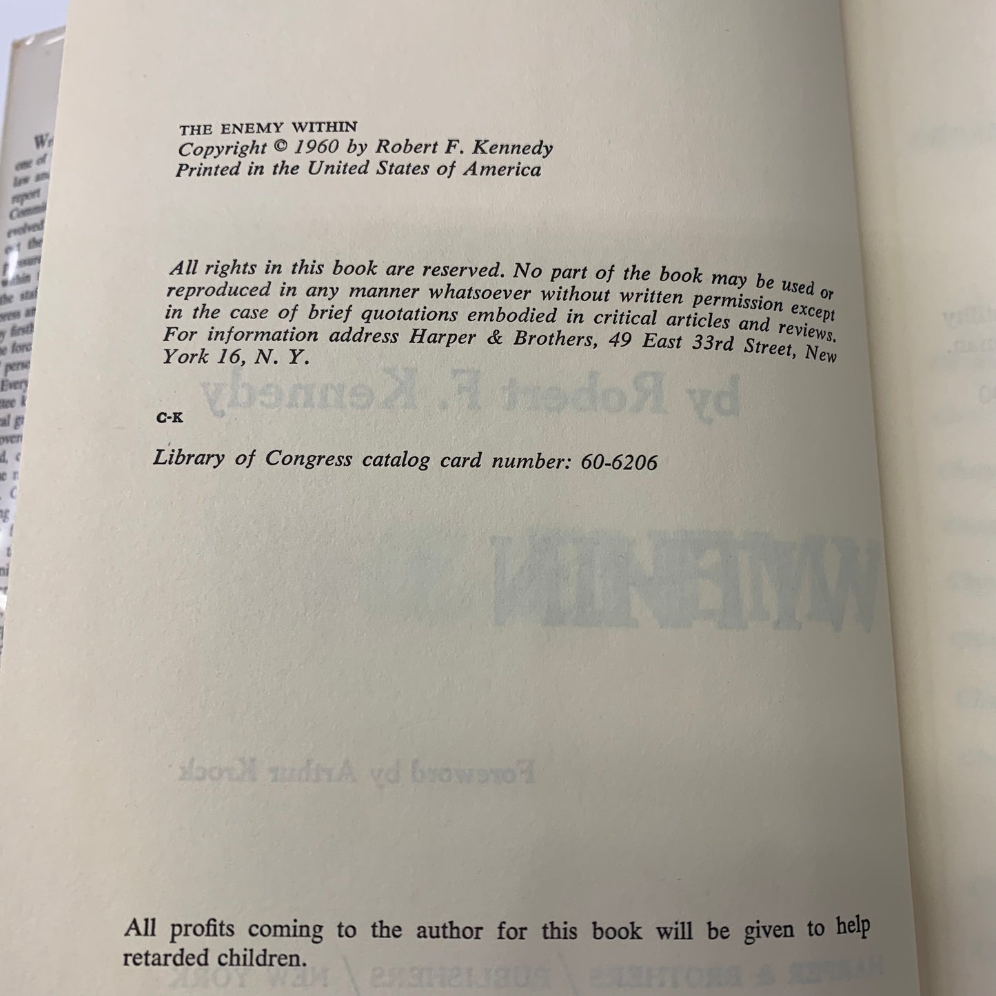 The Enemy Within - Robert F. Kennedy - 1960