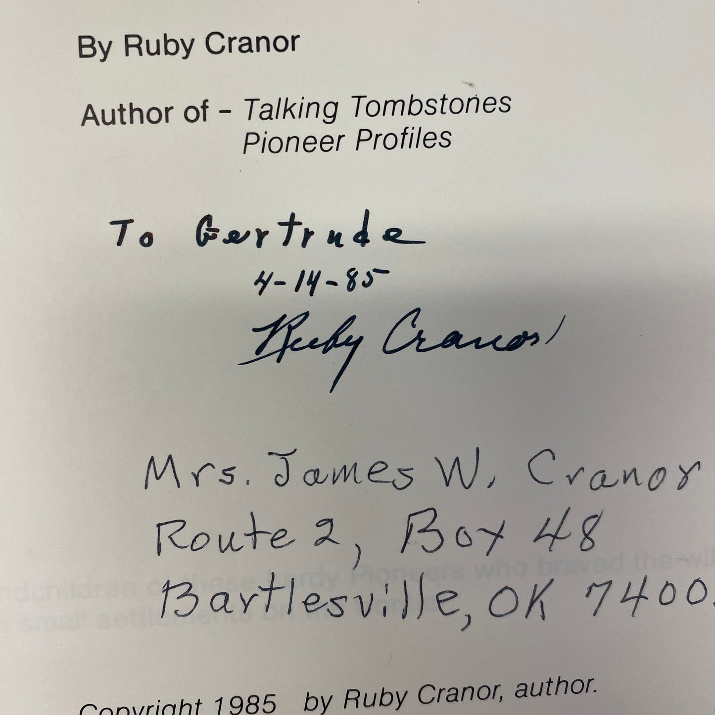 Caney Valley Ghost Towns and Settlements - Ruby Cranor - Signed - 1985