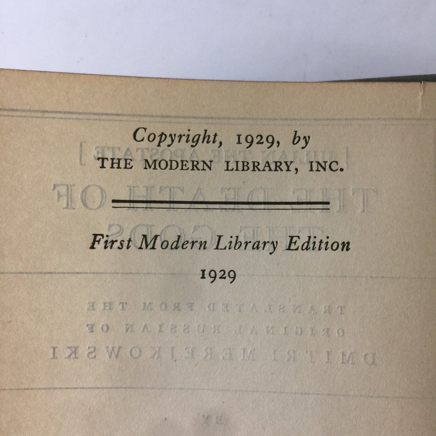 The Death of the Gods - Bernard G. Guerney - First Modern Library Edition - 1929