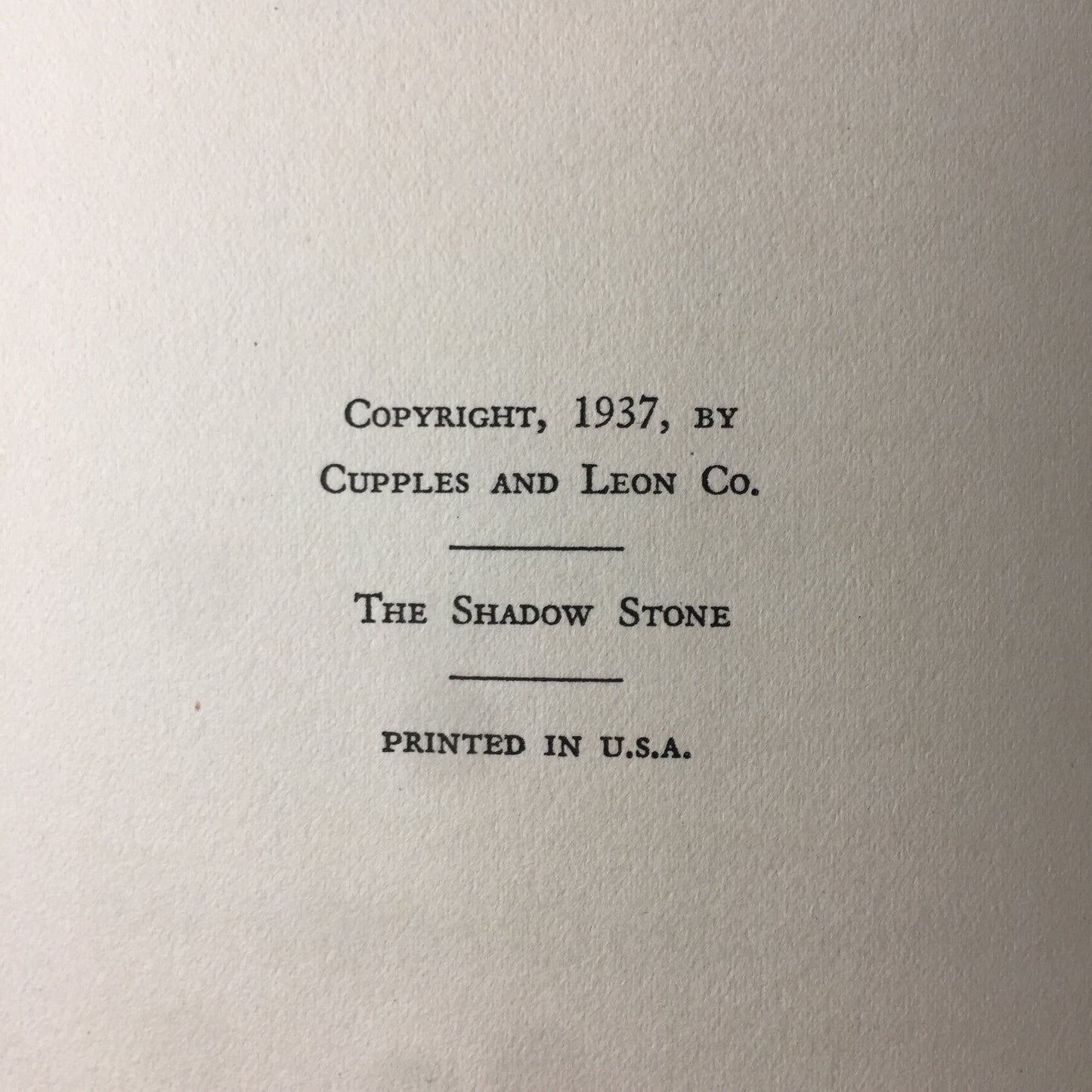 The Shadow Stone - Mildred Wirt - 1937