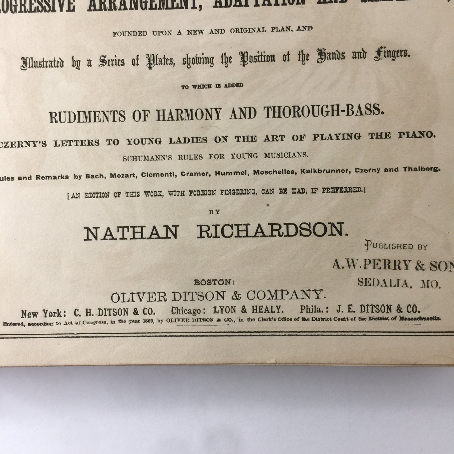 Richardson’s New Method Piano Forte - Nathan Richardson - 1859