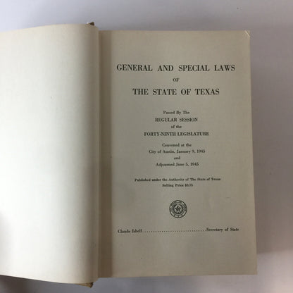 General and Special Laws of The State of Texas - Various - 1945