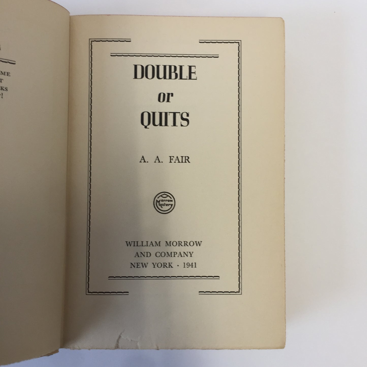 Double or Quits - A.A. Fair - Erle Stanley Gardner - 1st Edition - 1941