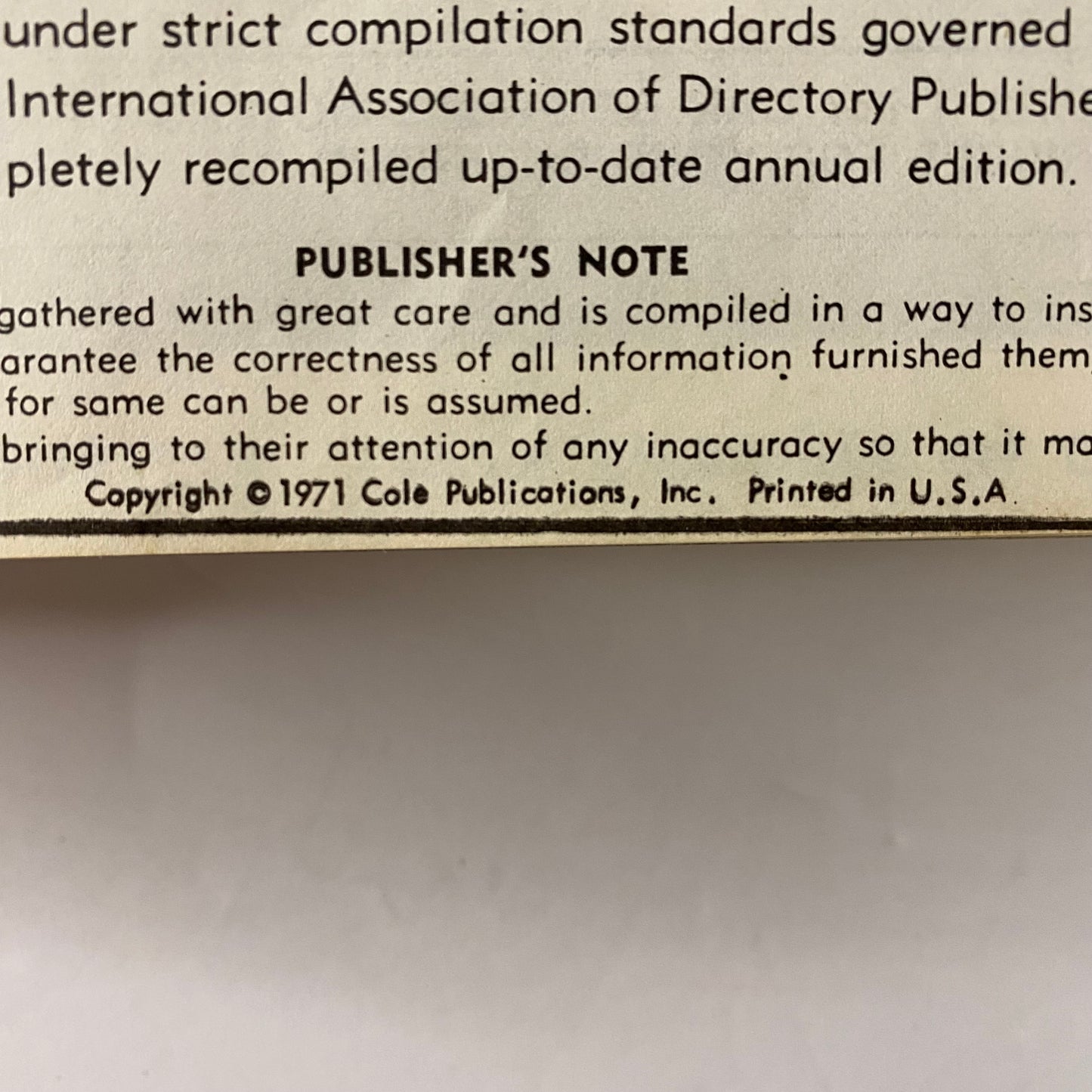 Cole’s Directory - Various - 1971