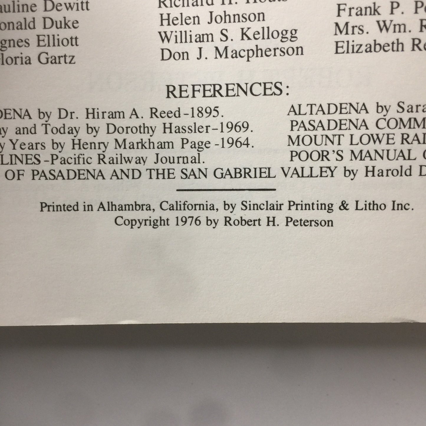 Altadena’s Golden Years - Robert H. Peterson - 1976