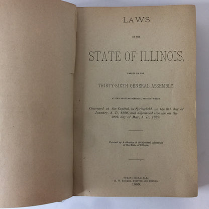 Laws of Illinois - Springfield, Illinois - 1889