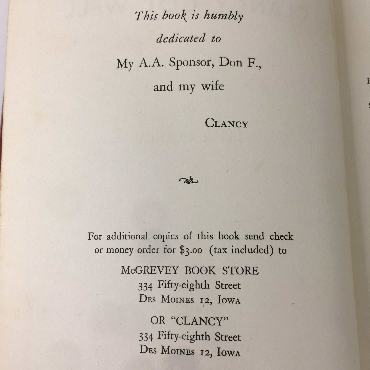 Clancy Got Well - Jay R. Clancy - Signed - 1st Edition - Alcoholics Anonymous - 1954