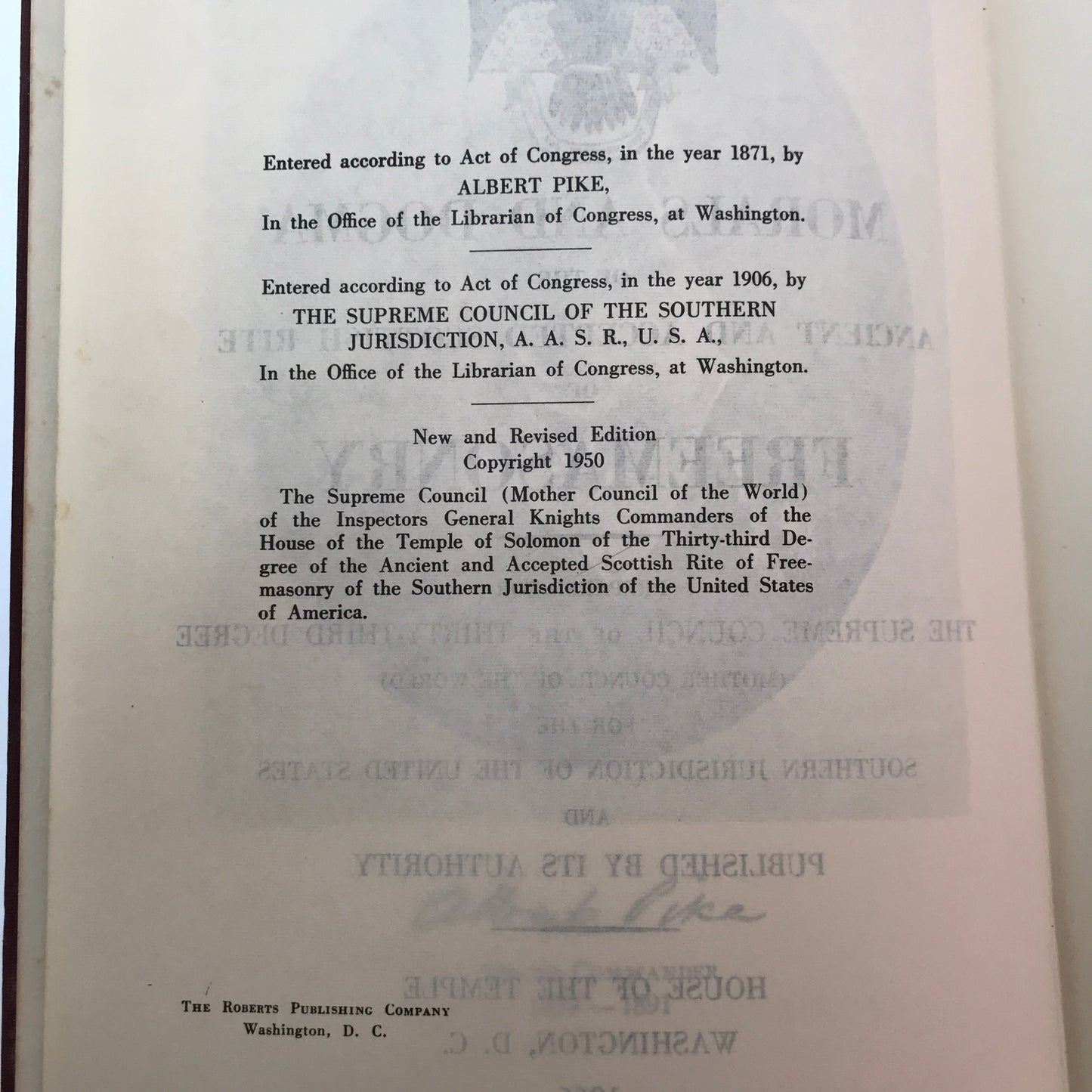 Morals and Dogma of the Ancient and Accepted Scottish Rite of Freemasonry - House of the Temple  - 1966