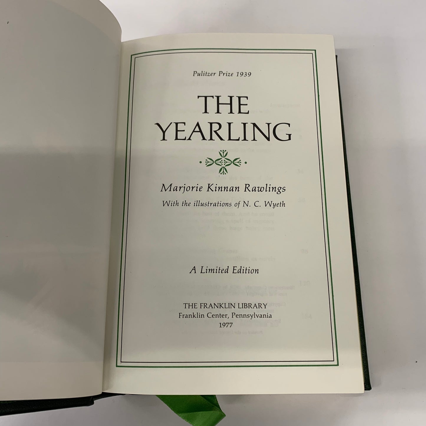 The Yearling - Marjorie Kinnan Rawlings - Limited Edition - Franklin Library - 1977