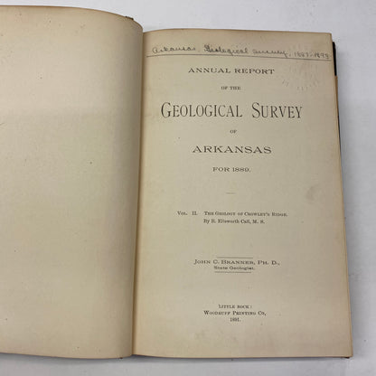 Annual Report of the Geological Survey of Arkansas - John C. Branner - 1889