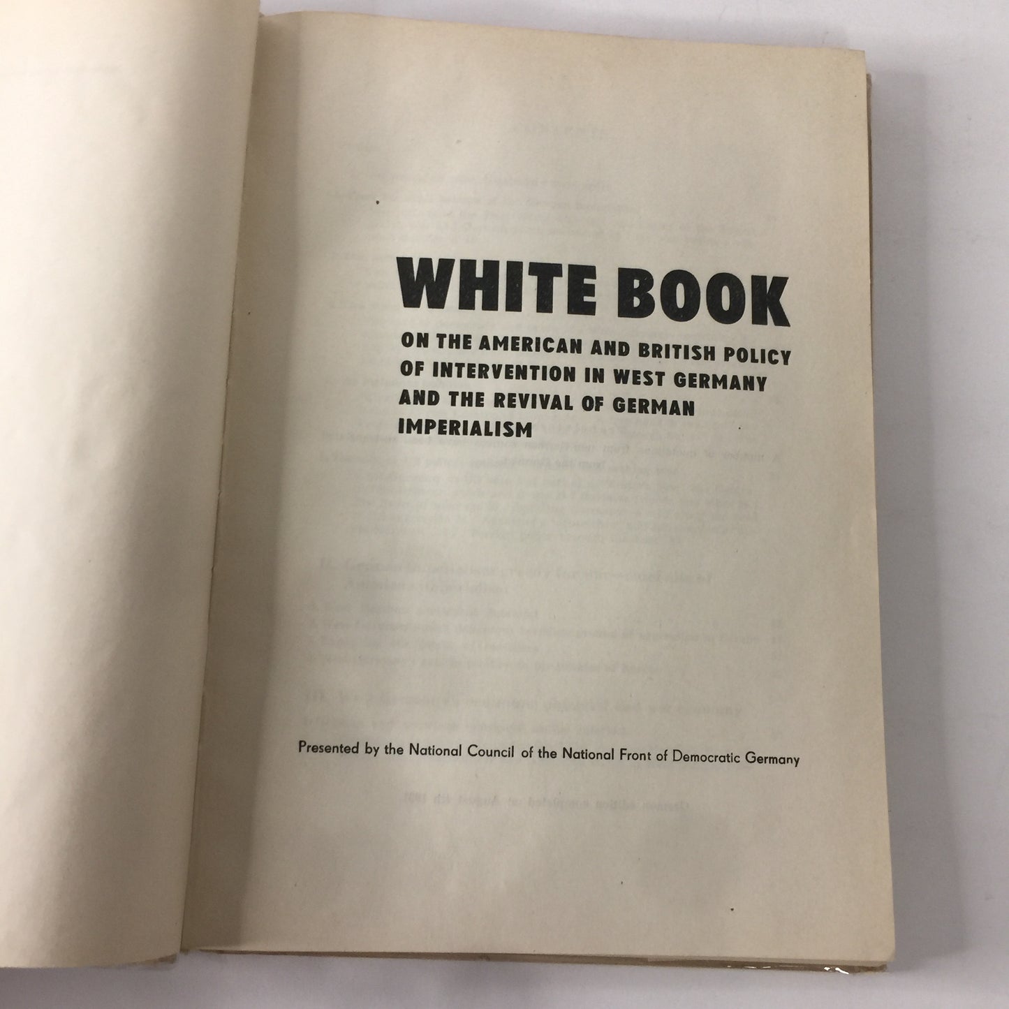 White Book: On the American and British Policy of Intervention in West Germany and the Revival of German Imperialism - Date Unknown