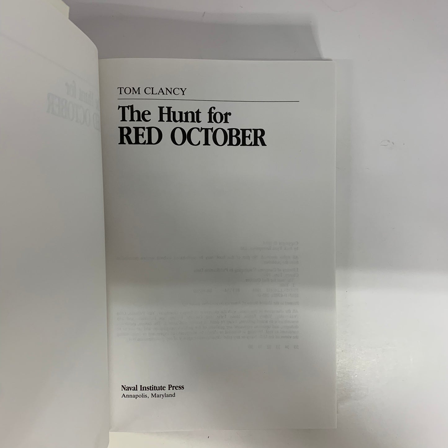 The Hunt For Red October - Tom Clancy - 30th Print - Book Club Edition - 1984