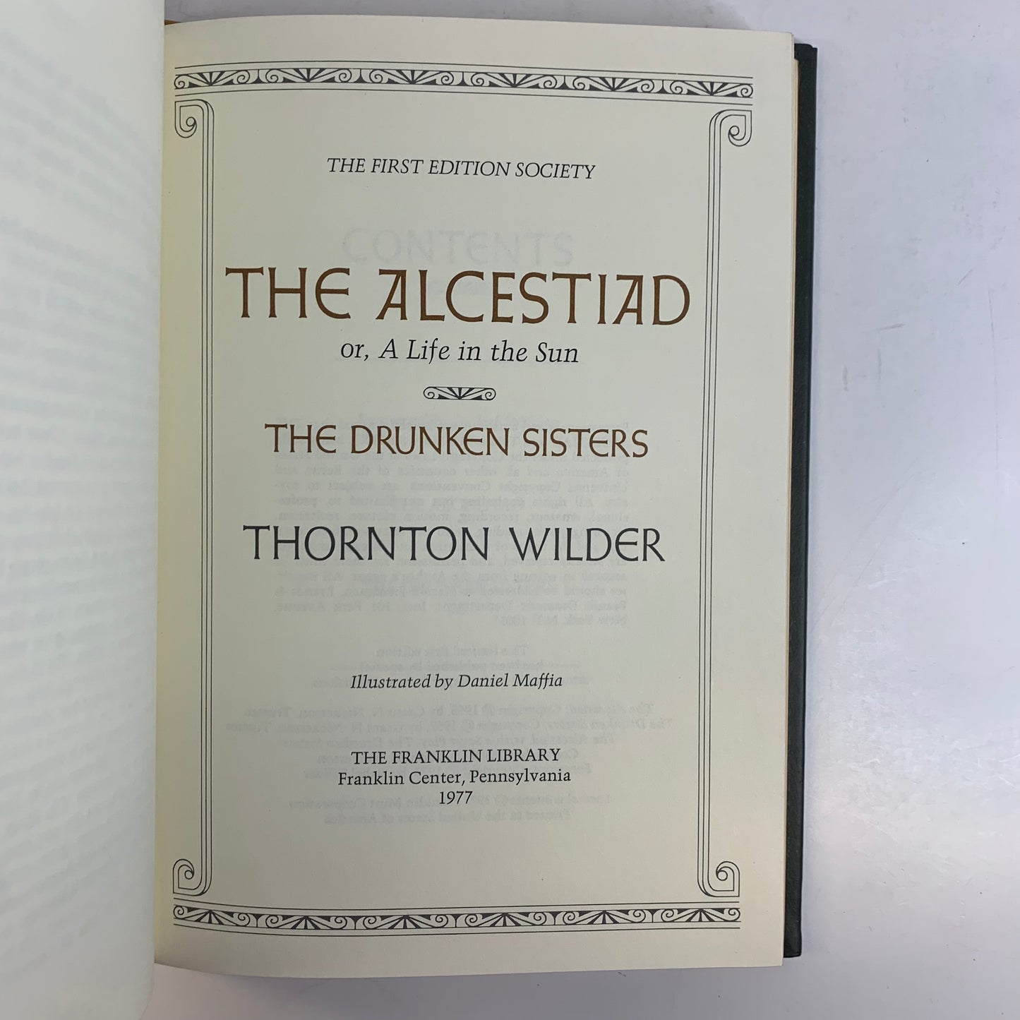 The Alcestiad - Thornton Wilder - 1st Edition - Franklin Library- 1977