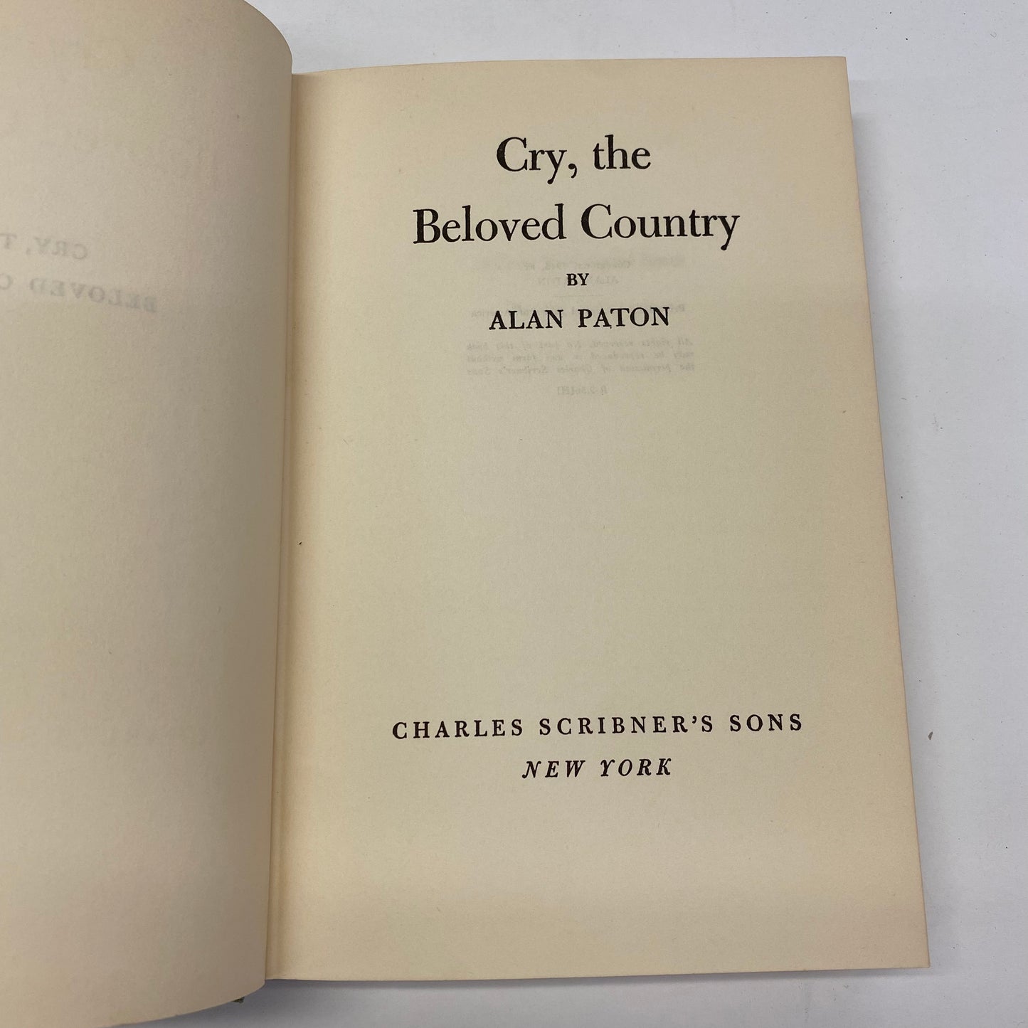 Cry, The Beloved Country - Alan Paton - Early Print - 1948