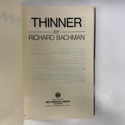 Thinner - Richard Bachman - Book Club Edition - 1984