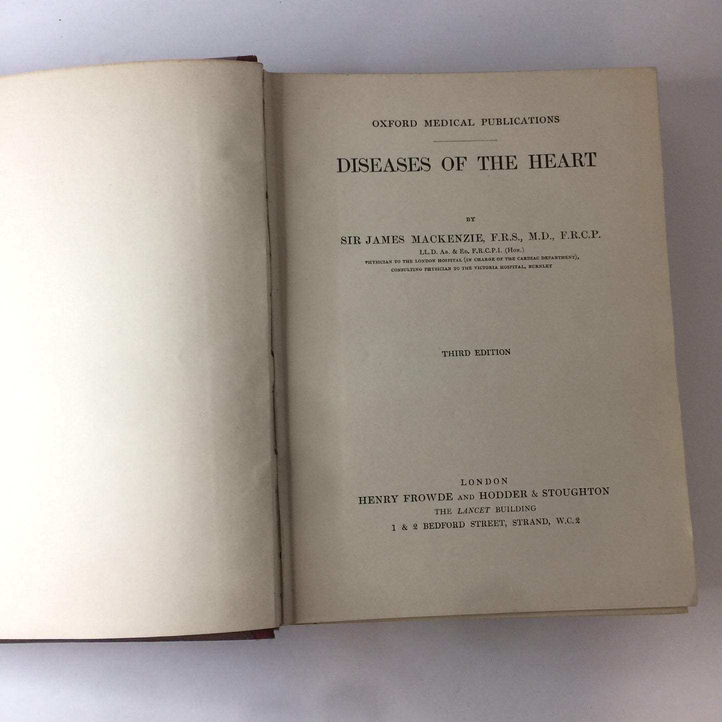 Diseases of The Heart - Sir James Mackenzie - 3rd Edition - 5th Print - 1921