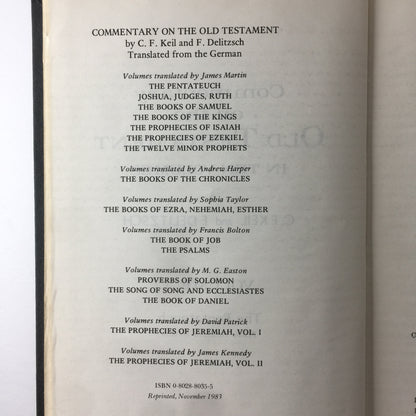 Commentary on The Old Testament - Keli and Delitzsch - 10 Vol. Set - Reprint - 1983