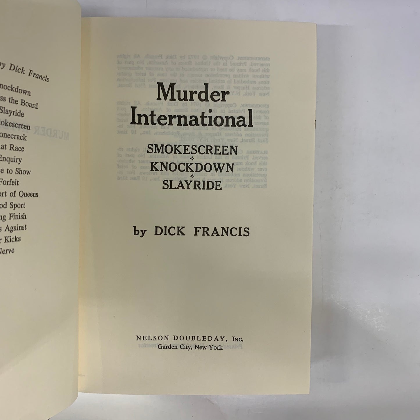 Murder International - Dick Francis - Book Club Edition - 1974