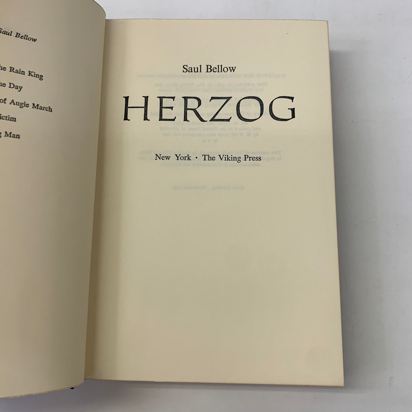 Herzog - Saul Bellow - 6th Print - 1964