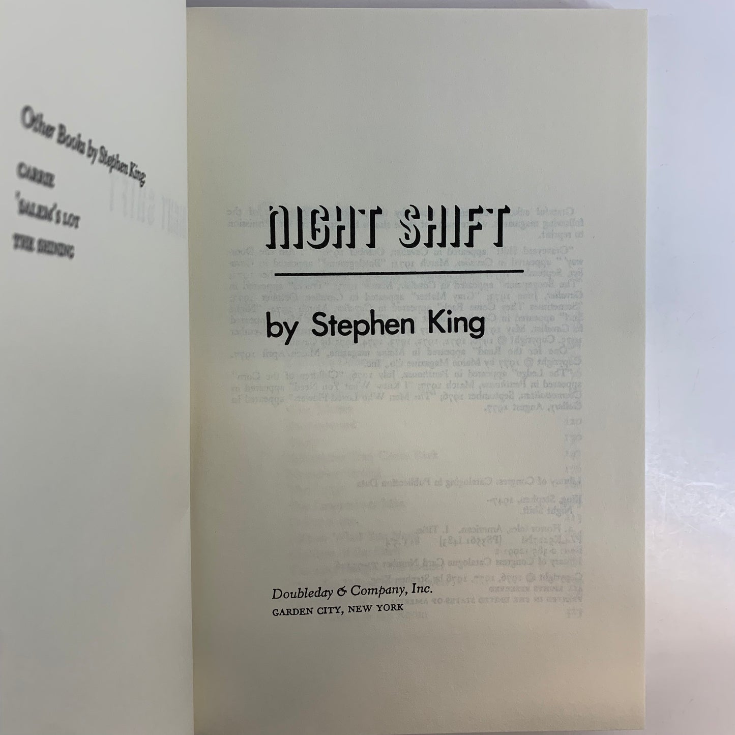 Night Shift - Stephen King - Trade Edition - Book Club Edition - 1978