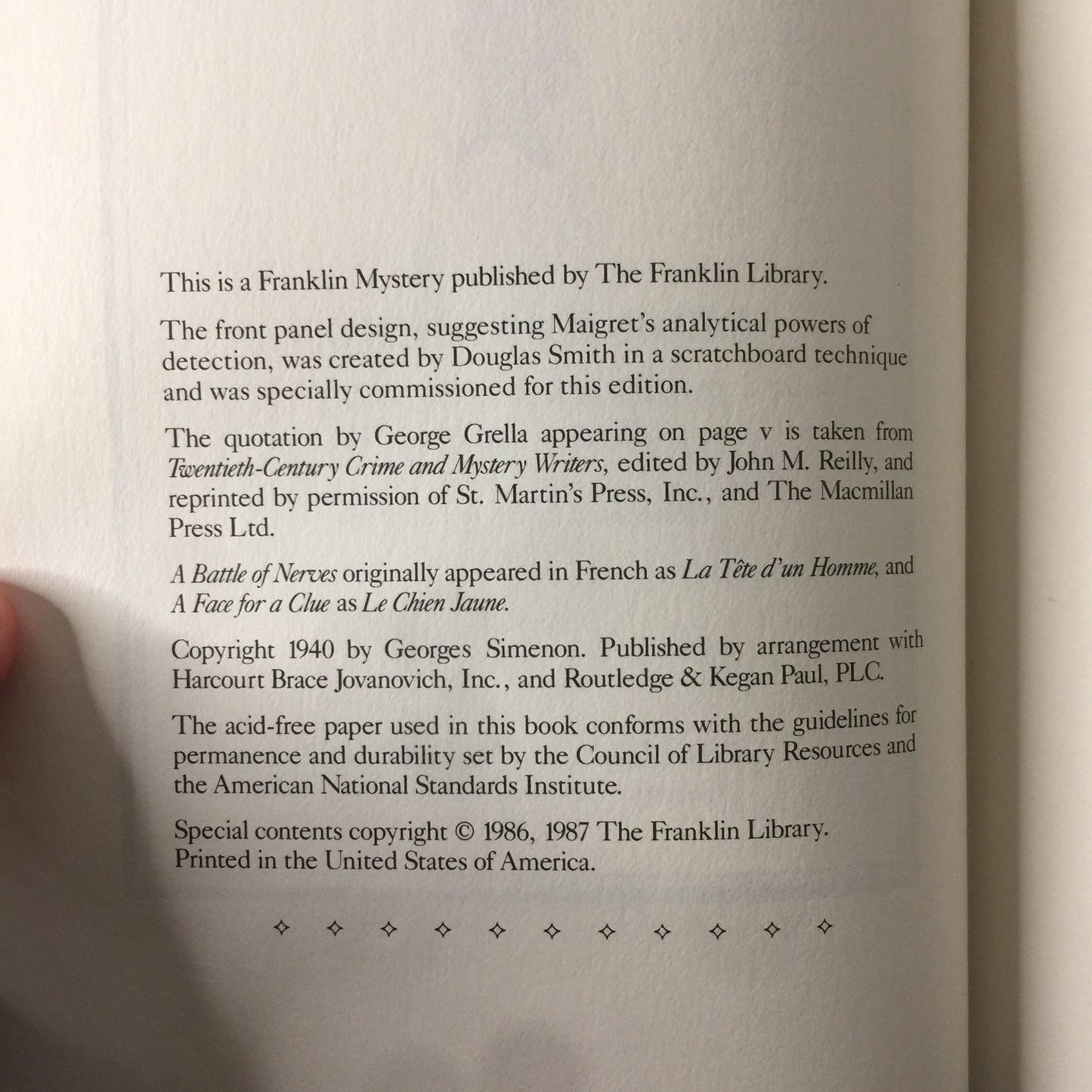 The Patience of Maigret - George Simenon - Franklin Library - 1987