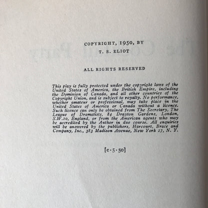 The Cocktail Party - T. S. Eliot - Book Club Edition - Early Print - 1950