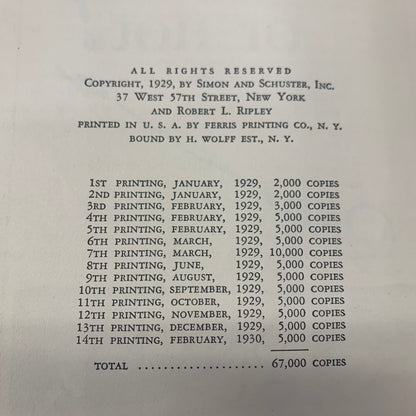 Ripley’s Believe it or Not! - Robert L. Ripley - 1930