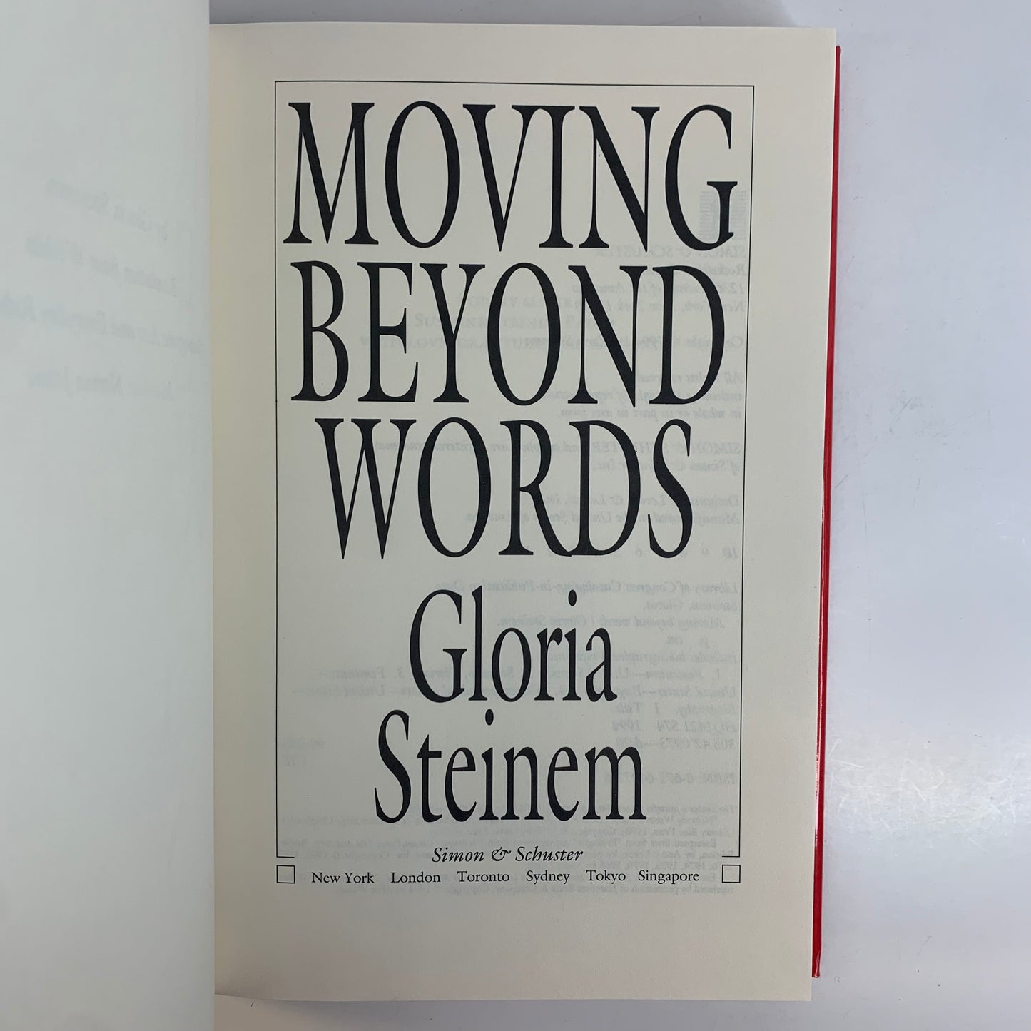 Moving Beyond Worlds - Gloria Steinem - Signed - 1994