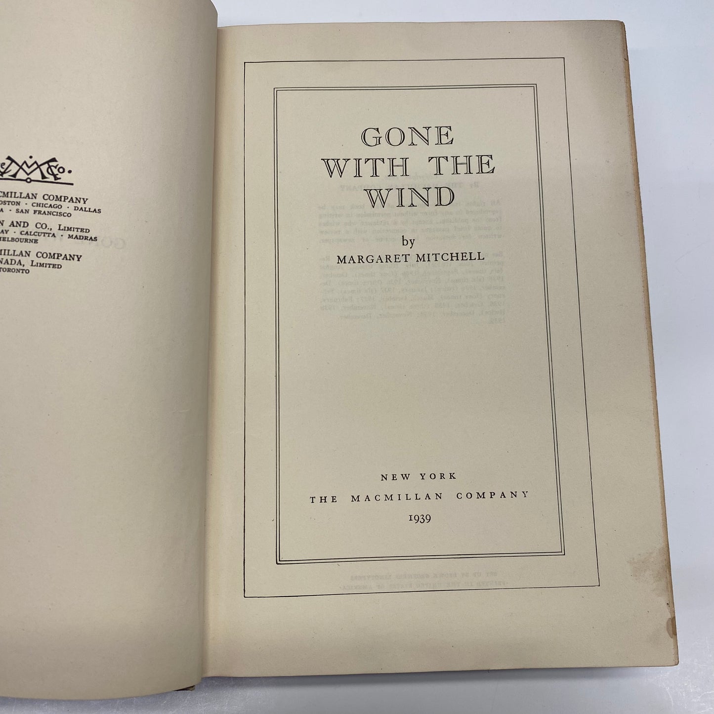 Gone With The Wind - Margaret Mitchell - 1st Edition - 46th Print - 1939