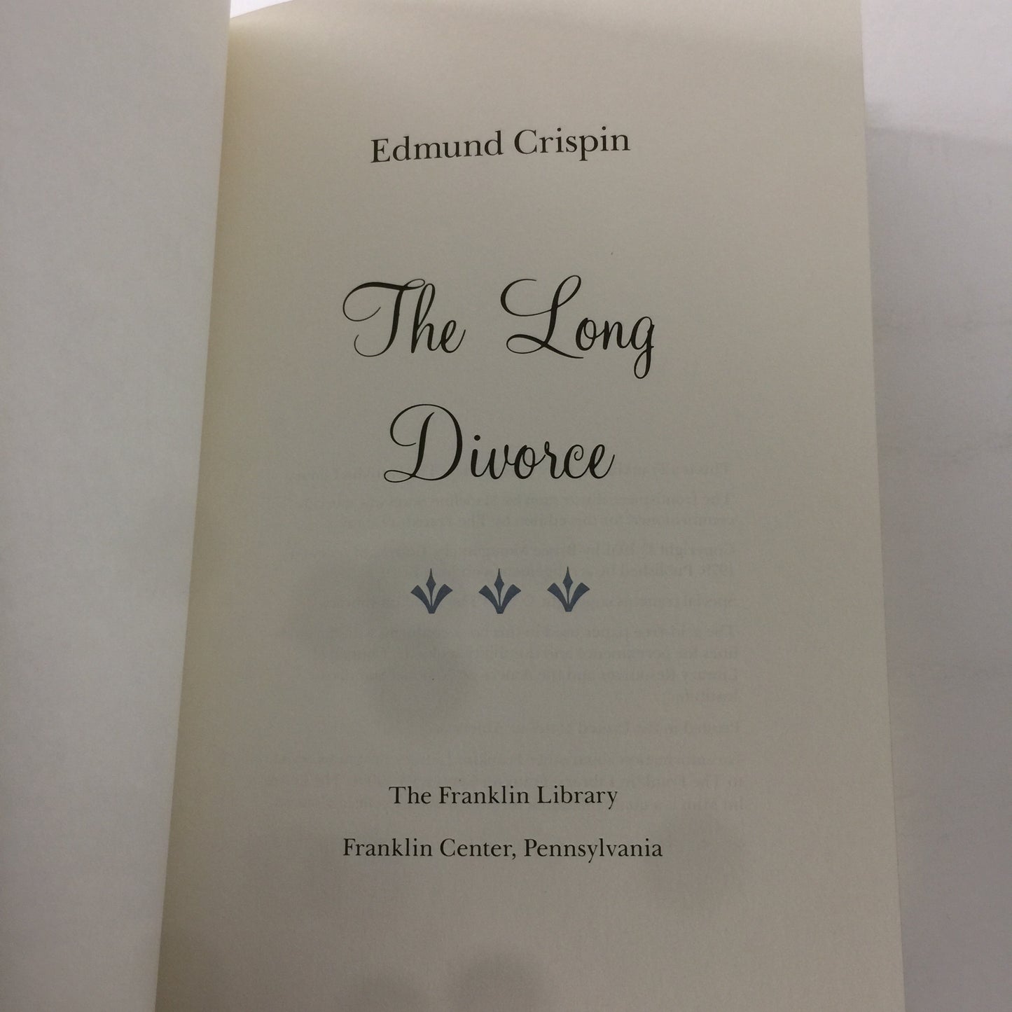 The Long Divorce - Edmund Crispin - Franklin Library - 1990