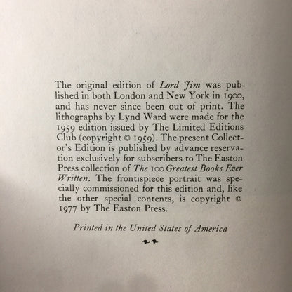 Lord Jim - Joseph Conrad - Easton Press - Collectors Edition - 1977
