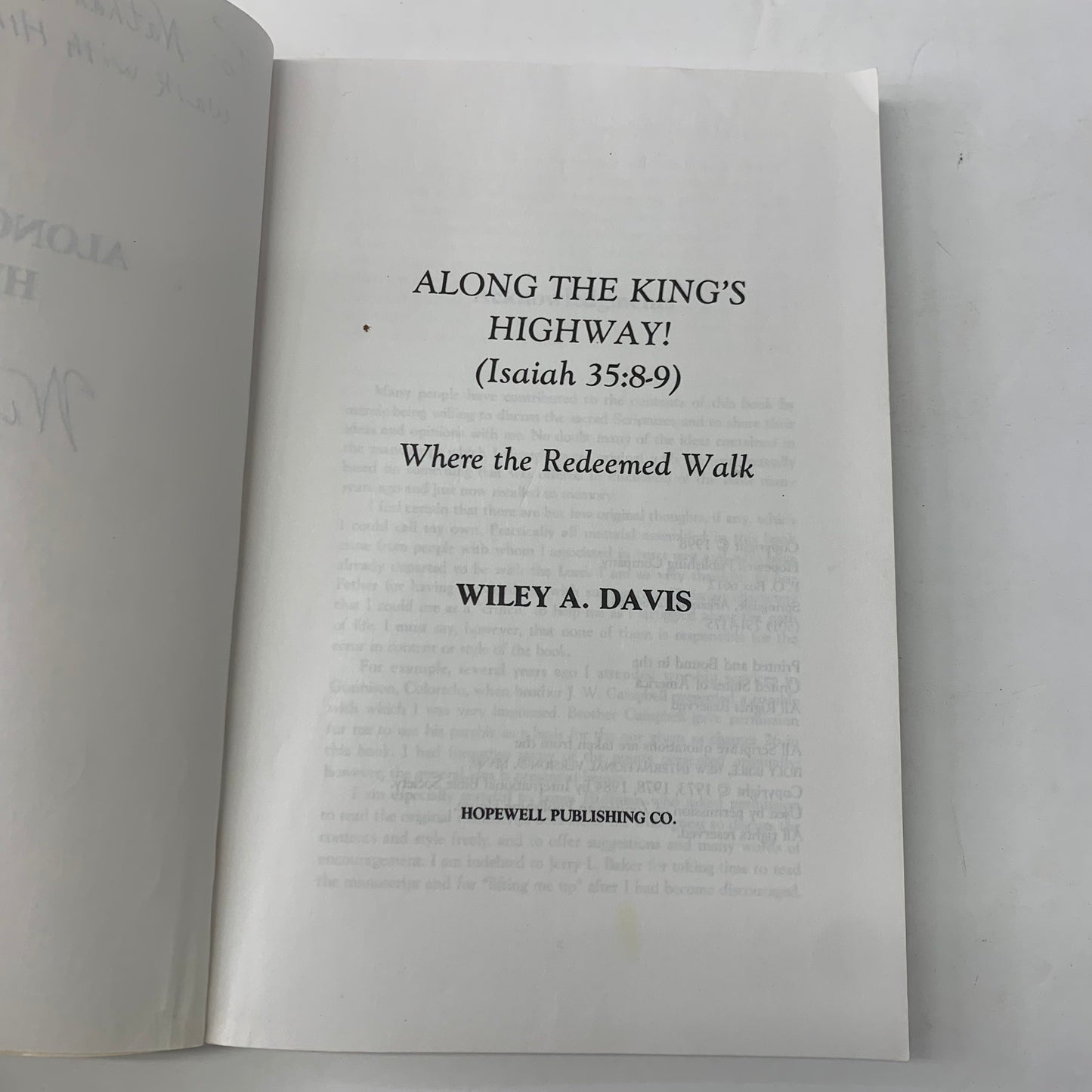 Along the King’s Highway - Wiley A. Davis - Inscribed - 1998