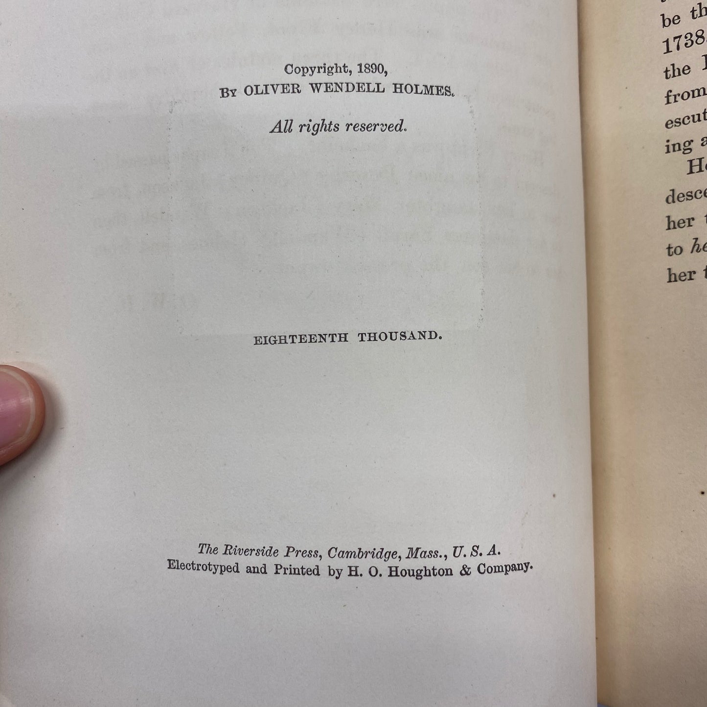 Over The Teacups - O. W. Holmes - Early Print - 1891