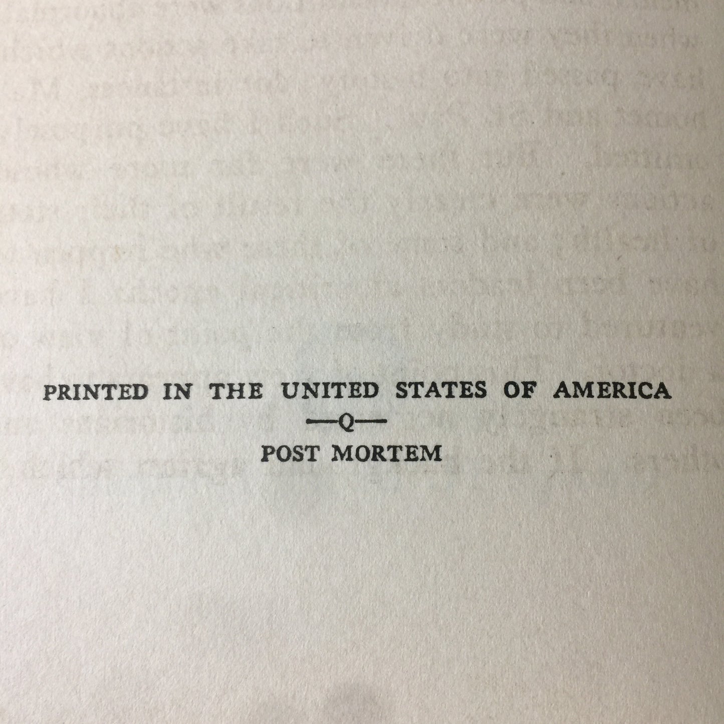 Post Mortem - C. MacLaurin