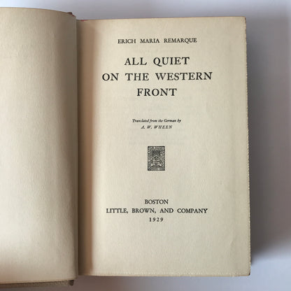 All Quiet on the Western Front - Erich Maria Remarque - 13th Print - 1929