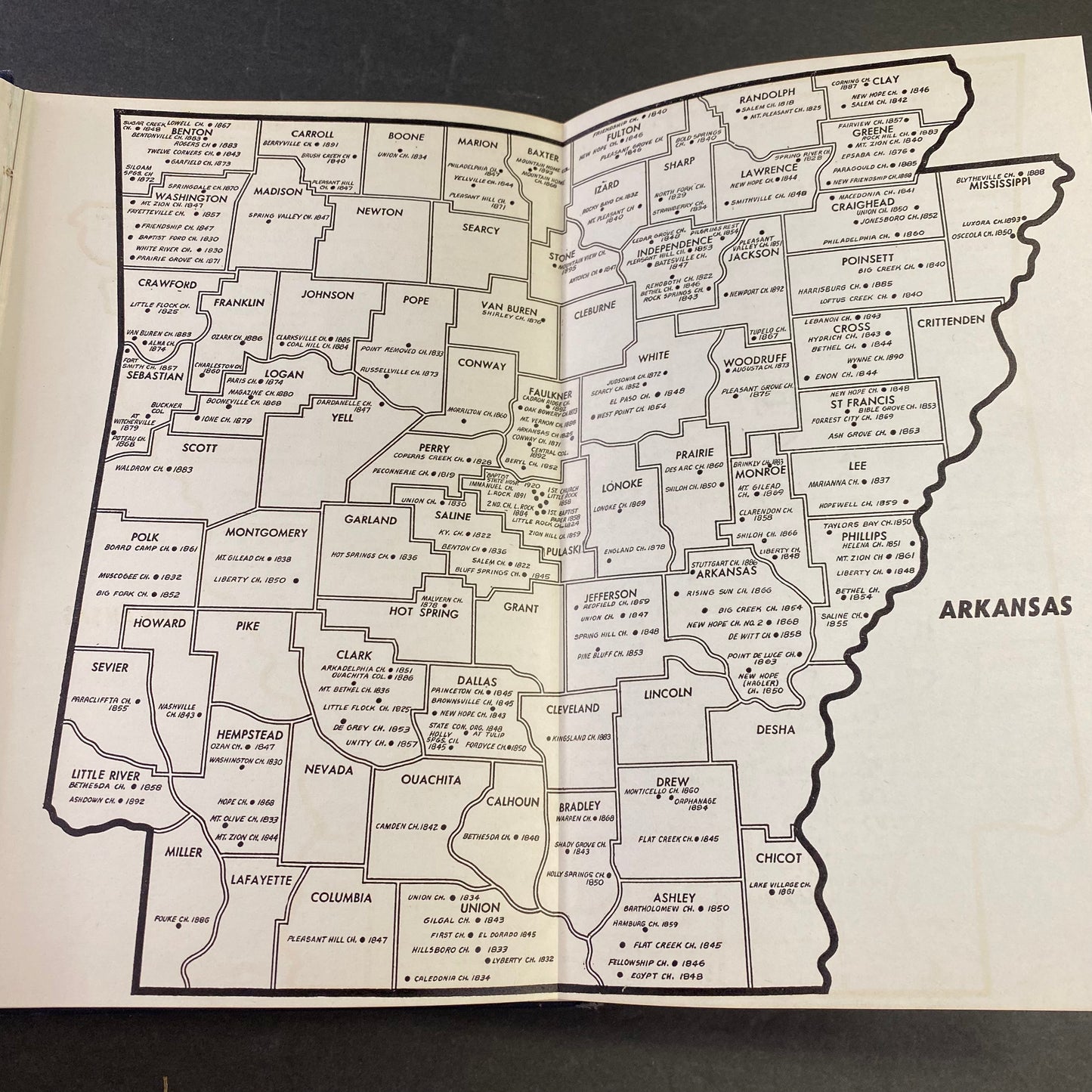 History of Arkansas Baptists Convention Centennial - J. S. Rogers - With Map - 1948