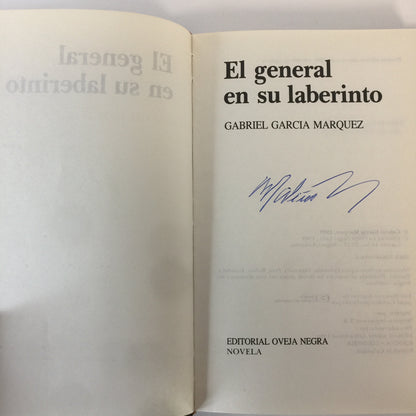 The General in his Labyrinth - Gabriel Garcia Marquez - Apparent 1st Edition - In Spanish - 1989