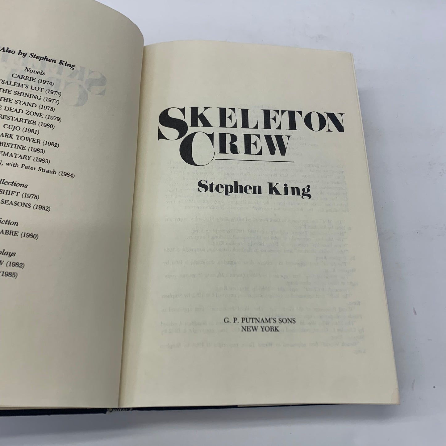 Skeleton Crew - Stephen King - Trade Edition - Book Club Edition - 1985