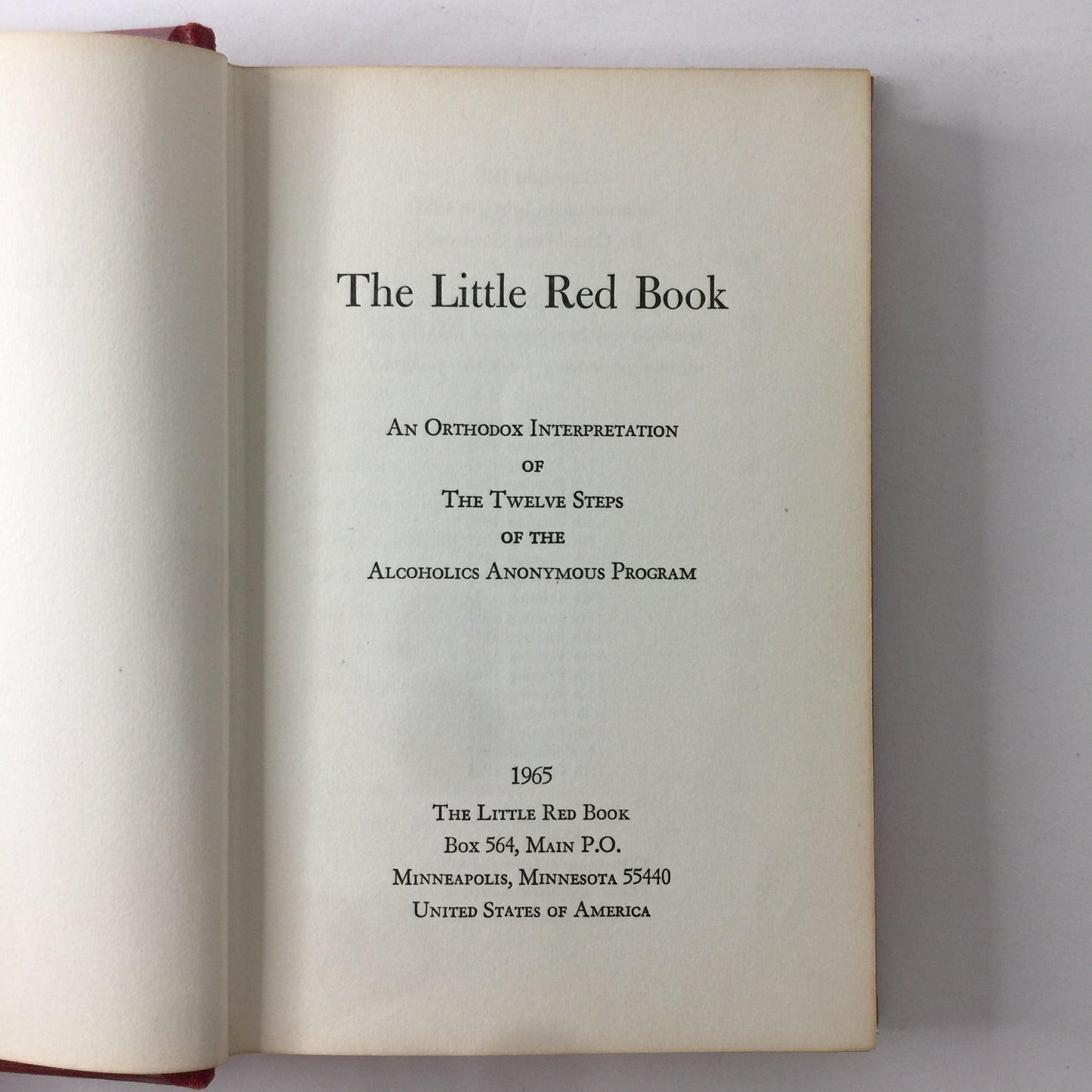 The Little Red Book - Alcoholics Anonymous - 19th Printing - 1965