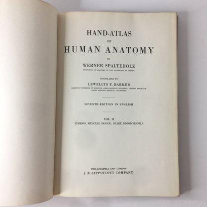 Hand Atlas of Human Anatomy - Werner Spalteholz - 2 Vol. Set - c. 1910