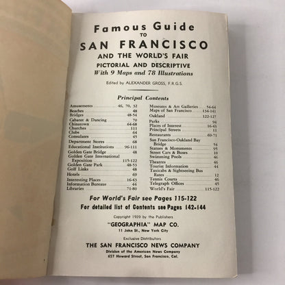 Famous Guide To San Francisco - Edited by Alexander Gross - World’s Fair - 1939